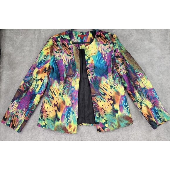 Joni B. Jackets & Blazers - Joni B. Jacket Womens Medium Multicolored Open Front Long Sleeve Vintage Blazer
